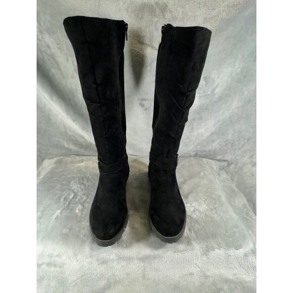 UNR8ED womens Boots 7M Darla black suede zip up with decorative buckle strap at - Picture 8 of 16